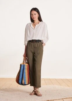 Pantalon Fluide Kaki En Lyocell