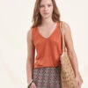 Débardeur Orange En Lin 2 Débardeur Orange En Lin -Vêtements Soldes Magasin FA TS BELUNA 1366 1