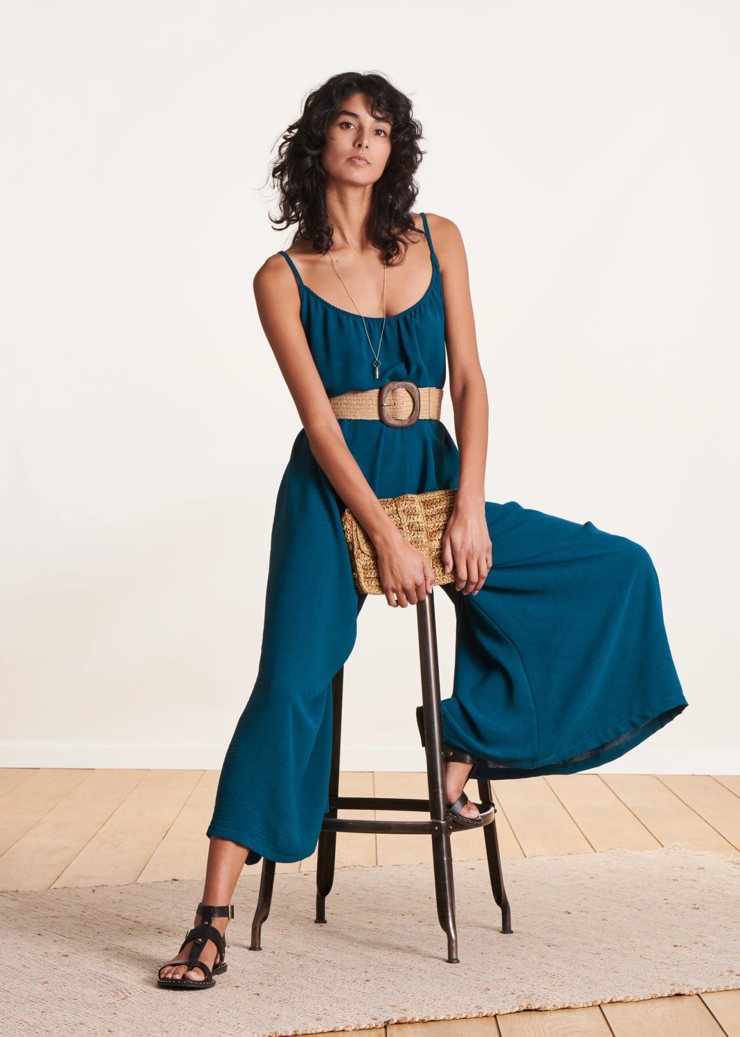 Combinaison Ample à Bretelles Bleu Pétrole 3 Combinaison Ample à Bretelles Bleu Pétrole