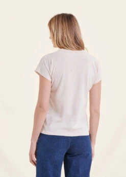 T-shirt écru En Coton Lin Manches Courtes -Vêtements Soldes Magasin FD TS PASTUREL 703 b