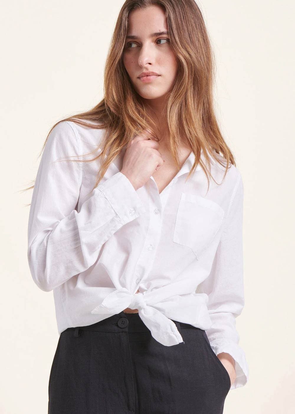 Chemise Unie Blanche En Voile De Coton 3 Chemise Unie Blanche En Voile De Coton