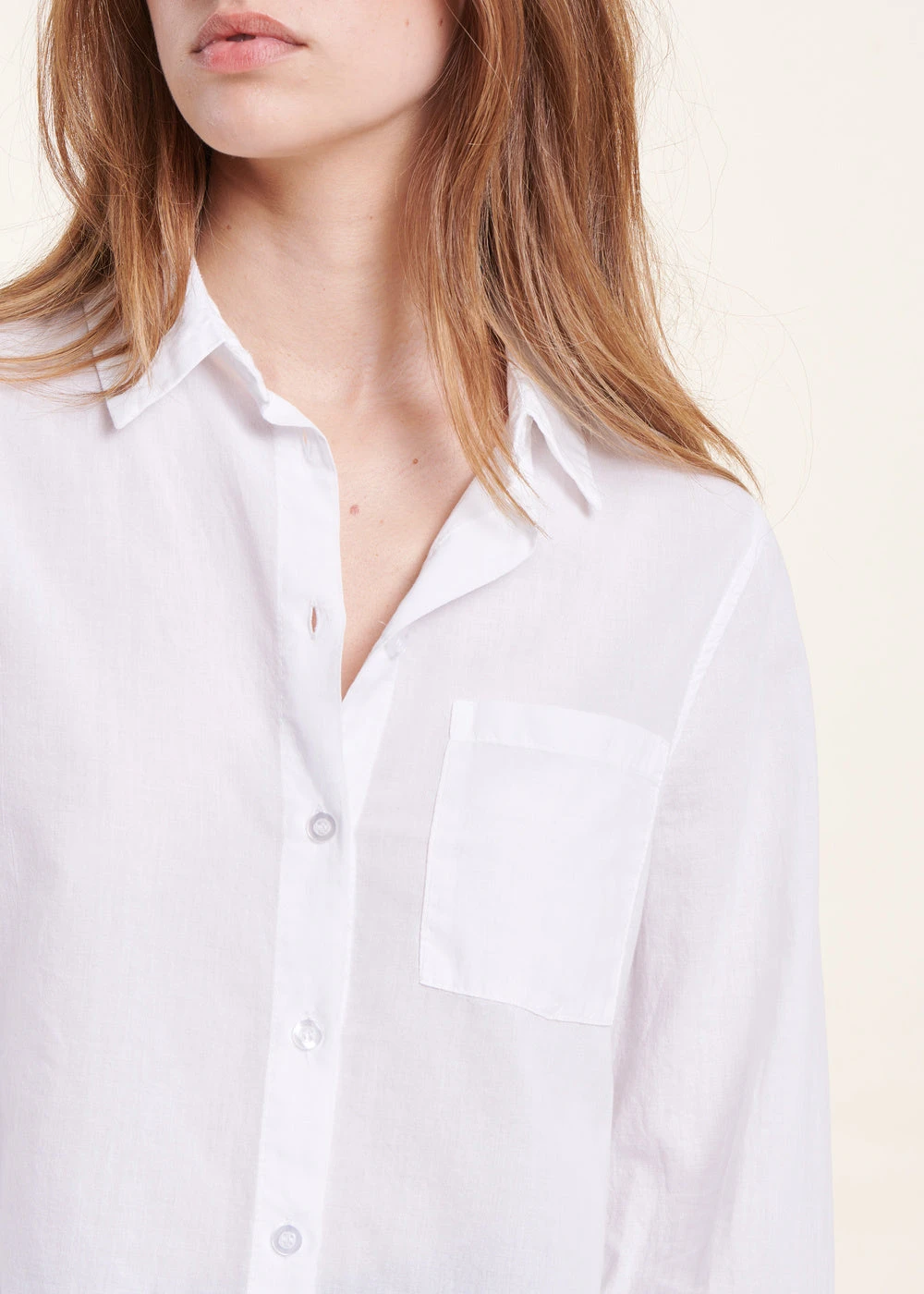 Chemise Unie Blanche En Voile De Coton 7 Chemise Unie Blanche En Voile De Coton – Image 5