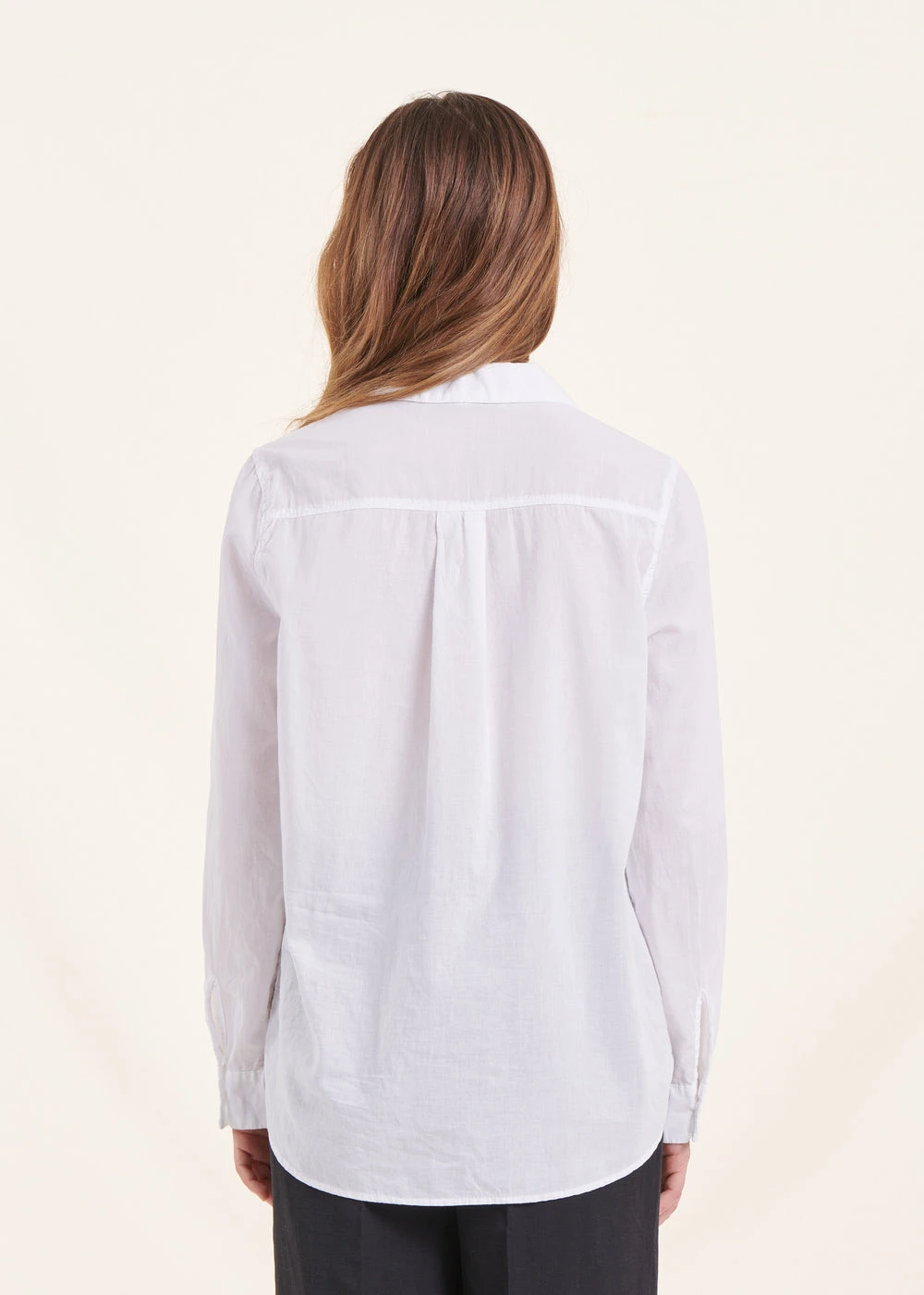 Chemise Unie Blanche En Voile De Coton 5 Chemise Unie Blanche En Voile De Coton – Image 3