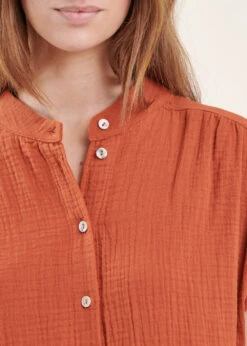 Chemisier Orange Ample En Gaze De Coton 12 Chemisier Orange Ample En Gaze De Coton -Vêtements Soldes Magasin FF CH SILVIA A 153 6