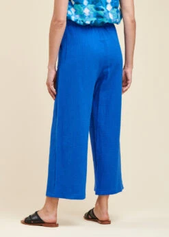 Pantacourt Bleu Roi En Gaze De Coton -Vêtements Soldes Magasin FF PA BACCHIO A 165 b