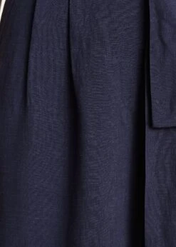 Pantalon Ample Bleu Foncé Taille Haute En Viscose Lin -Vêtements Soldes Magasin FF PA BARTOLI V 1424 d