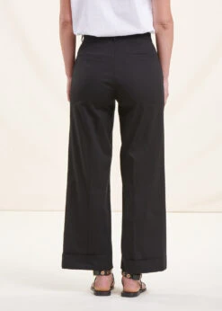 Pantalon Large Noir 7/8ème En Coton -Vêtements Soldes Magasin FF PA RONAC 700 b