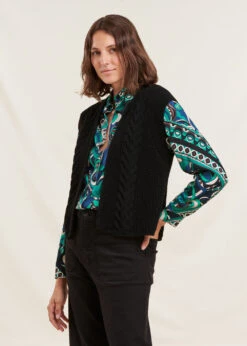 Gilet Noir Sans Manches Court En Maille