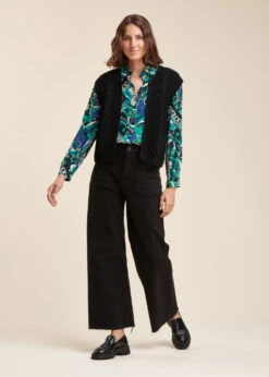 Gilet Noir Sans Manches Court En Maille -Vêtements Soldes Magasin FG GI TIK 700 c