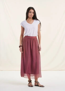 Jupe Longue Terracotta En Voile Taille élastique