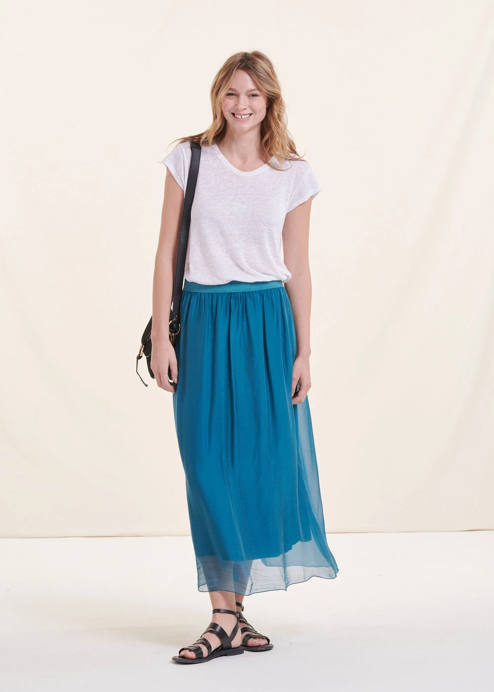 Jupe Longue Bleue En Voile Taille élastique 3 Jupe Longue Bleue En Voile Taille élastique