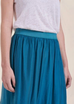 Jupe Longue Bleue En Voile Taille élastique 12 Jupe Longue Bleue En Voile Taille élastique -Vêtements Soldes Magasin FG JU LAURENZ 713 6