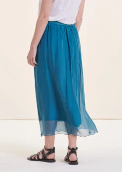 Jupe Longue Bleue En Voile Taille élastique 10 Jupe Longue Bleue En Voile Taille élastique -Vêtements Soldes Magasin FG JU LAURENZ 713 b