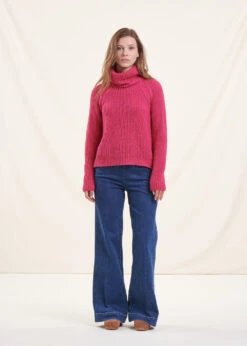 Pull Rose Col Boule -Vêtements Soldes Magasin FG PU TAXIM 1237 a