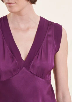 Robe Longue Fluide Habillée Prune -Vêtements Soldes Magasin FG RO TALICIA R 1560 6