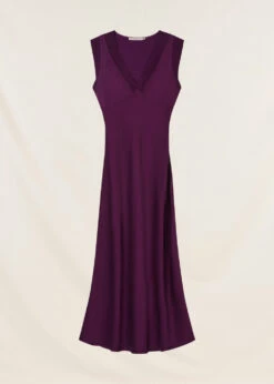 Robe Longue Fluide Habillée Prune -Vêtements Soldes Magasin FG RO TALICIA R 1560 7