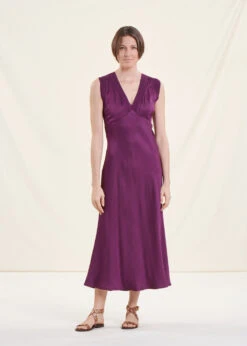 Robe Longue Fluide Habillée Prune -Vêtements Soldes Magasin FG RO TALICIA R 1560 a