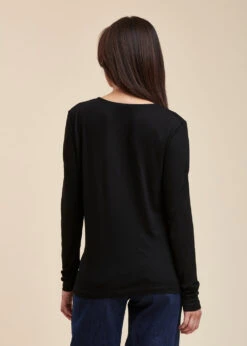 T-shirt Noir Ample Encolure V 10 T-shirt Noir Ample Encolure V -Vêtements Soldes Magasin FG TS TETIRI 700 b