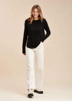 T-shirt Noir Manches Longues Encolure Ronde -Vêtements Soldes Magasin FG TS TOLANUM 700 c