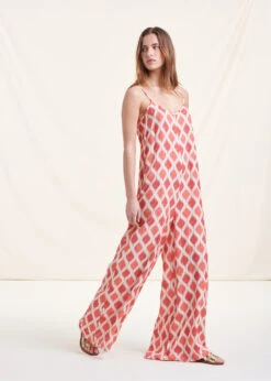 Combinaison Ample Corail à Bretelles Imprimé -Vêtements Soldes Magasin FH CO BIDART D 714 c