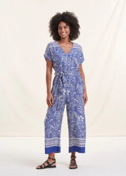 Combinaison Fluide Bleue Manches Courtes Imprimé Fleuri 11 Combinaison Fluide Bleue Manches Courtes Imprimé Fleuri -Vêtements Soldes Magasin FH CO SEDONA M 1541 a