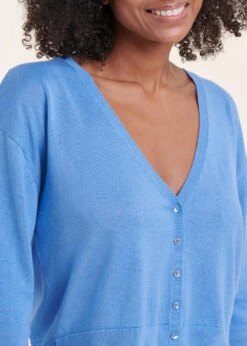 Gilet Court Bleu Manches Longues Col V 12 Gilet Court Bleu Manches Longues Col V -Vêtements Soldes Magasin FH GI MANELE A 1557 6