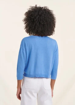 Gilet Court Bleu Manches Longues Col V 10 Gilet Court Bleu Manches Longues Col V -Vêtements Soldes Magasin FH GI MANELE A 1557 b