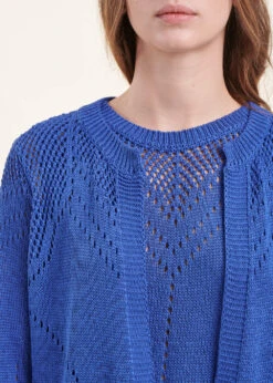 Gilet Bleu Marine Manches Longues Encolure Ronde -Vêtements Soldes Magasin FH GI VAVACAO A 1234 6