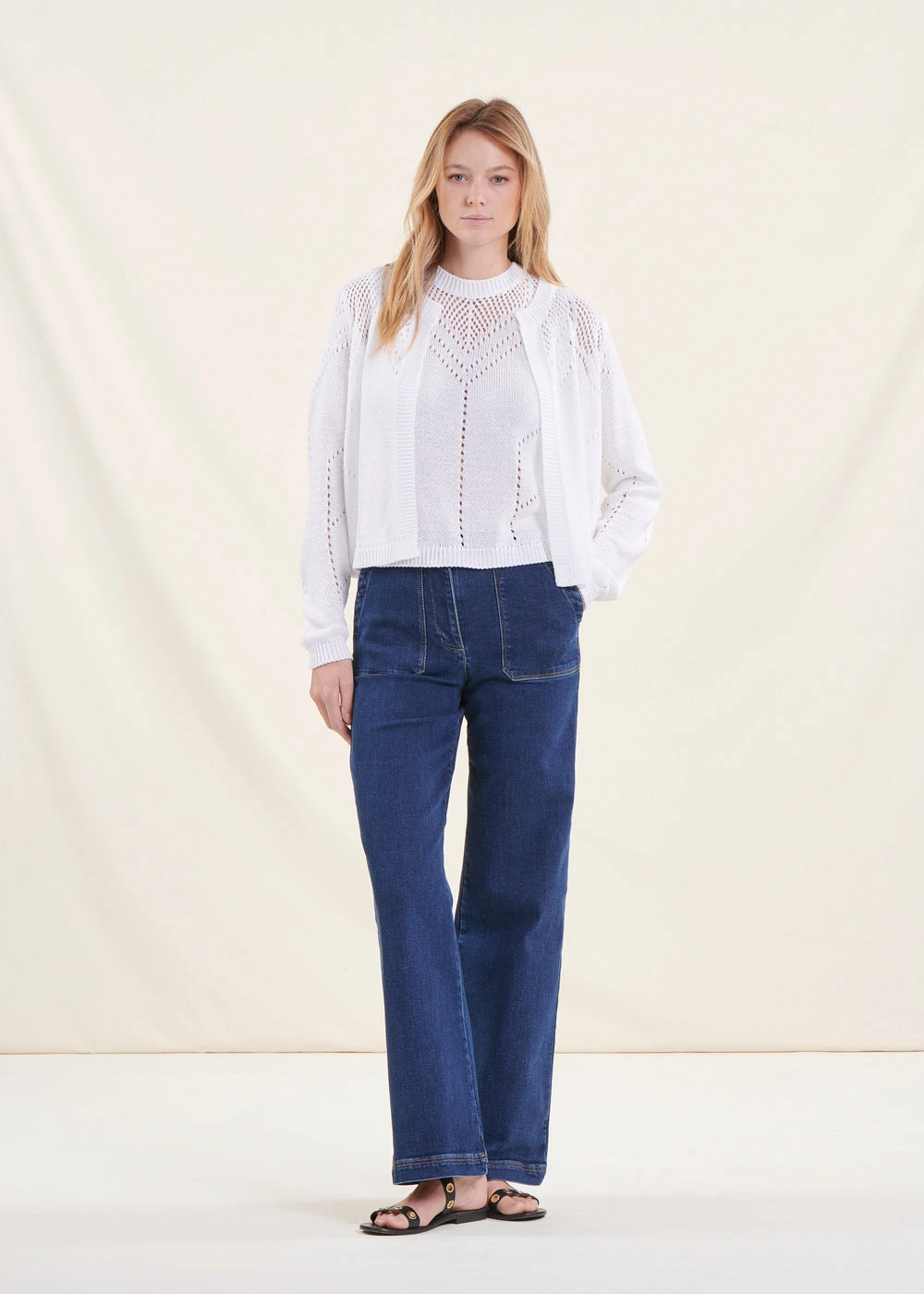 Gilet Blanc Manches Longues Encolure Ronde 4 Gilet Blanc Manches Longues Encolure Ronde – Image 2