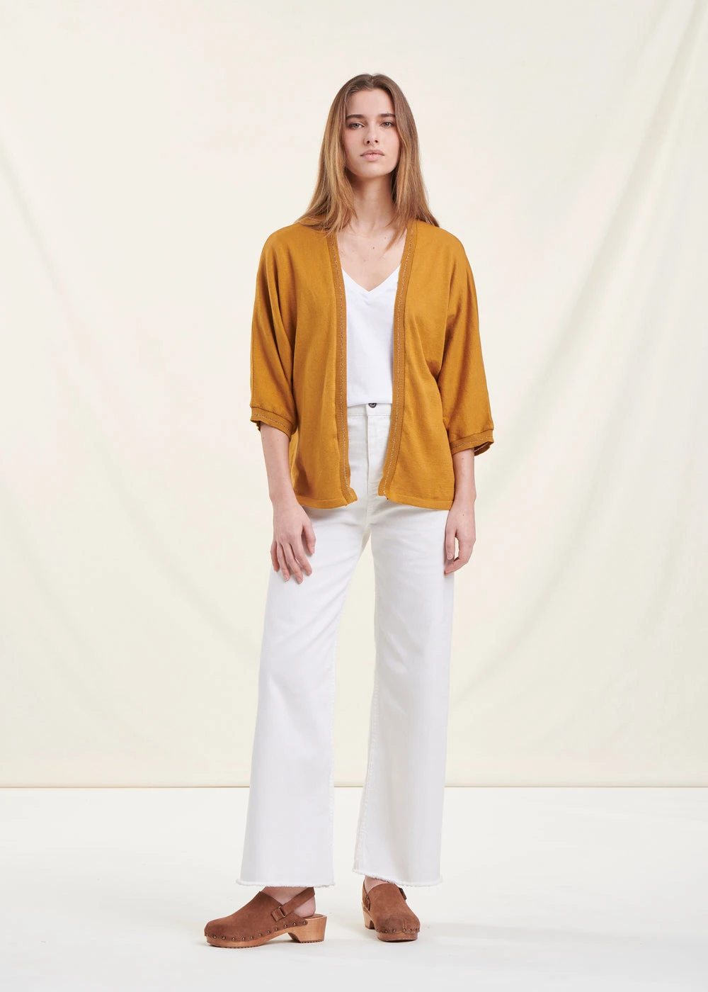 Gilet Moutarde Ample Manches 3/4 4 Gilet Moutarde Ample Manches 3/4 – Image 2