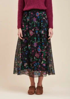 Jupe Longue Fluide Noire Fleurie Taille élastique -Vêtements Soldes Magasin FH JU LAURENZ J 700 a 906f44c9 68ce 47a0 b978 bba6be004e57