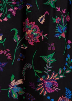 Jupe Longue Fluide Noire Fleurie Taille élastique -Vêtements Soldes Magasin FH JU LAURENZ J 700 d