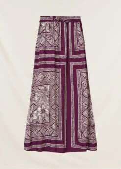 Jupe Longue Violette Fluide Imprimé Foulard -Vêtements Soldes Magasin FH JU SEDRA F 1488 7