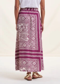 Jupe Longue Violette Fluide Imprimé Foulard -Vêtements Soldes Magasin FH JU SEDRA F 1488 b