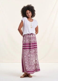 Jupe Longue Violette Fluide Imprimé Foulard -Vêtements Soldes Magasin FH JU SEDRA F 1488 c