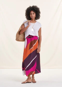 Jupe Longue Fluide Imprimée Avec Taille élastique -Vêtements Soldes Magasin FH JU SEDRA G 1281 c