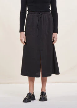 Jupe Mi-longue Fluide Noire -Vêtements Soldes Magasin FH JU VAMILA 700 a