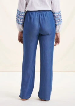 Pantalon Fluide Bleu Denim En Lyocell 10 Pantalon Fluide Bleu Denim En Lyocell -Vêtements Soldes Magasin FH PA LIO J 848 b