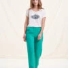 Pantalon Cigarette Vert Chlorophylle En Lin -Vêtements Soldes Magasin FH PA SNOOP R 1549 1