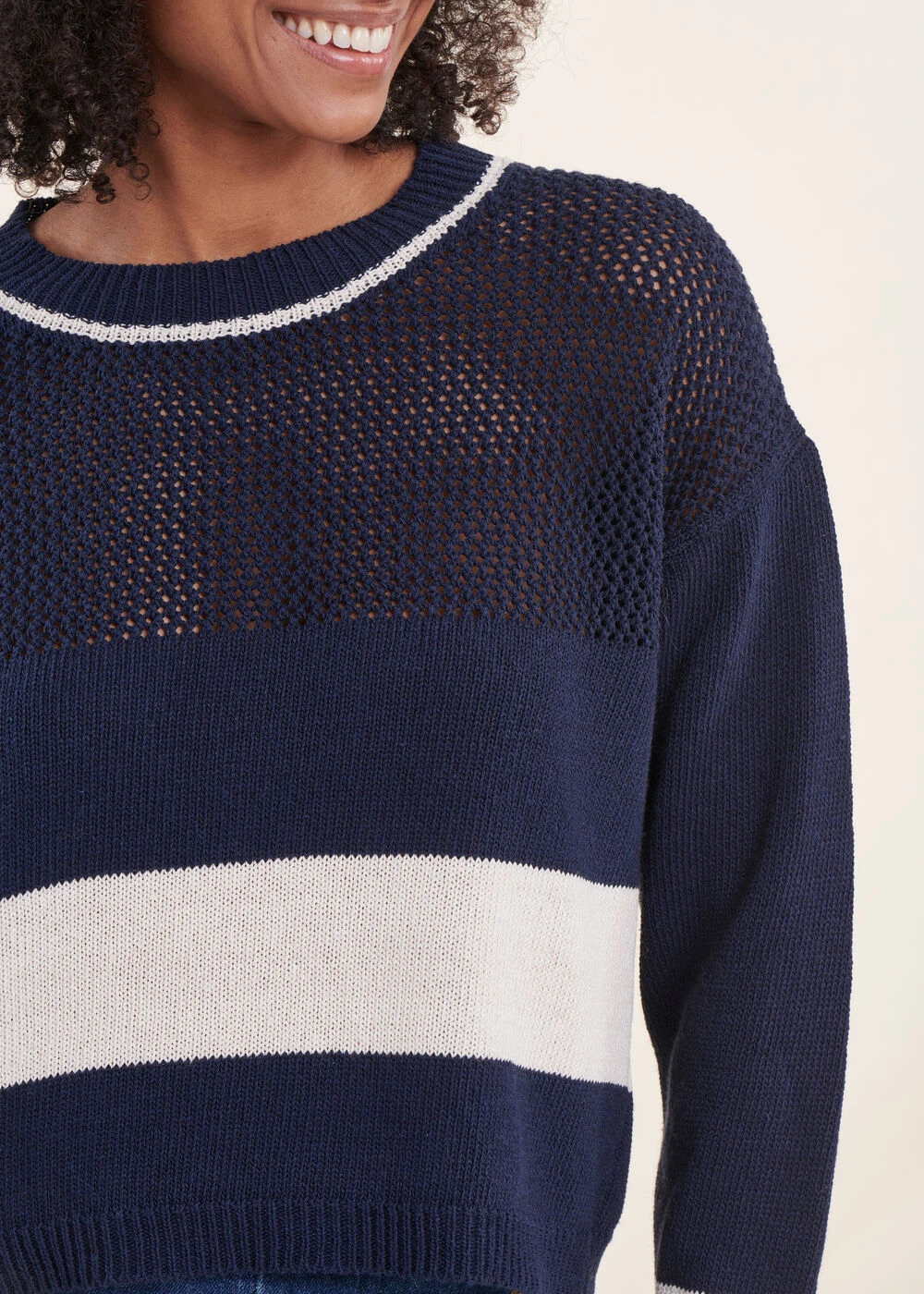 Pull Marinière Bleu Marine Manches Longues Encolure Ronde 7 Pull Marinière Bleu Marine Manches Longues Encolure Ronde – Image 5