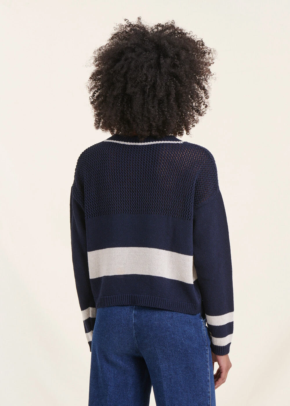 Pull Marinière Bleu Marine Manches Longues Encolure Ronde 5 Pull Marinière Bleu Marine Manches Longues Encolure Ronde – Image 3