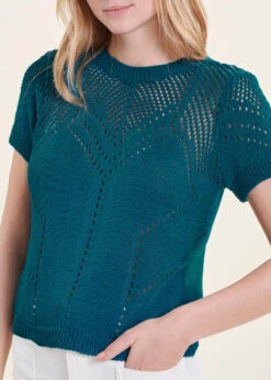 Pull Bleu Pétrole Manches Courtes Encolure Ronde 12 Pull Bleu Pétrole Manches Courtes Encolure Ronde -Vêtements Soldes Magasin FH PU VICERO A 1232 6