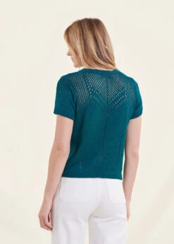 Pull Bleu Pétrole Manches Courtes Encolure Ronde 10 Pull Bleu Pétrole Manches Courtes Encolure Ronde -Vêtements Soldes Magasin FH PU VICERO A 1232 b