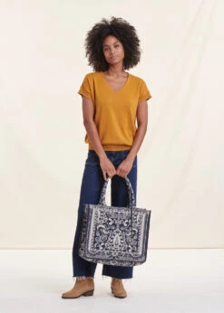 Pull Moutarde Manches Courtes Col V -Vêtements Soldes Magasin FH PU VOUTCH 148 c