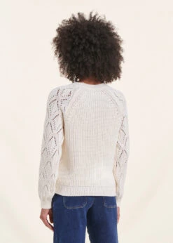 Pull écru Manches Longues Encolure Ronde -Vêtements Soldes Magasin FH PU VRONI 703 b