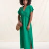 Robe Longue Verte En Gaze De Coton Biologique -Vêtements Soldes Magasin FH RO VALALA D 1549 1