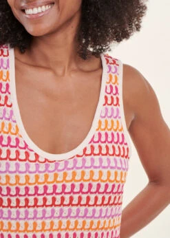 Robe Longue En Crochet Multicolore Orange Sans Manches -Vêtements Soldes Magasin FH RO VANDANA M 1540 6