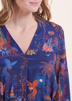 Robe Courte Bleue Manches 3/4 à Imprimé 12 Robe Courte Bleue Manches 3/4 à Imprimé -Vêtements Soldes Magasin FH RO VANDRAO U 722 6