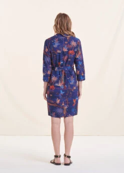 Robe Courte Bleue Manches 3/4 à Imprimé 10 Robe Courte Bleue Manches 3/4 à Imprimé -Vêtements Soldes Magasin FH RO VANDRAO U 722 b