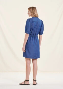 Robe Courte Fluide Bleu Denim 10 Robe Courte Fluide Bleu Denim -Vêtements Soldes Magasin FH RO VIANEY J 848 b